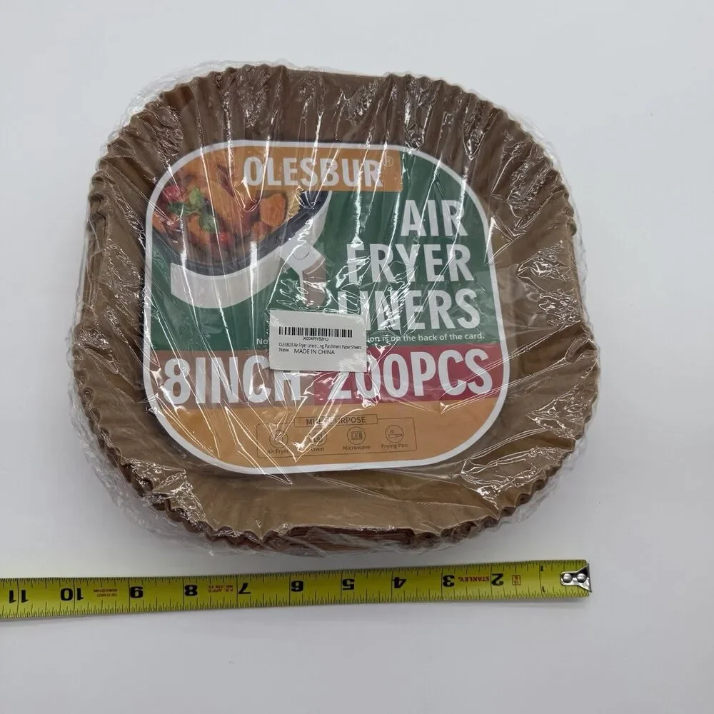 Olesbur Disposable Air Fryer Paper Liners Non Stick Parchment NWT 8” 200 COUNT